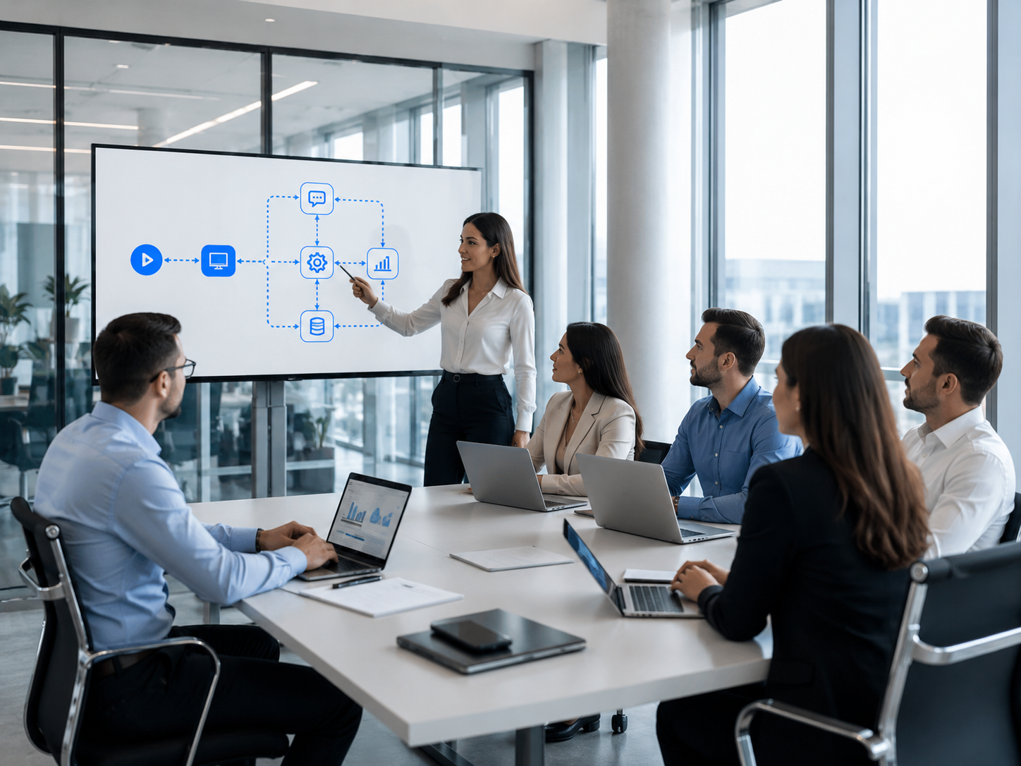 Equipo revisando procesos digitales y automatizacion