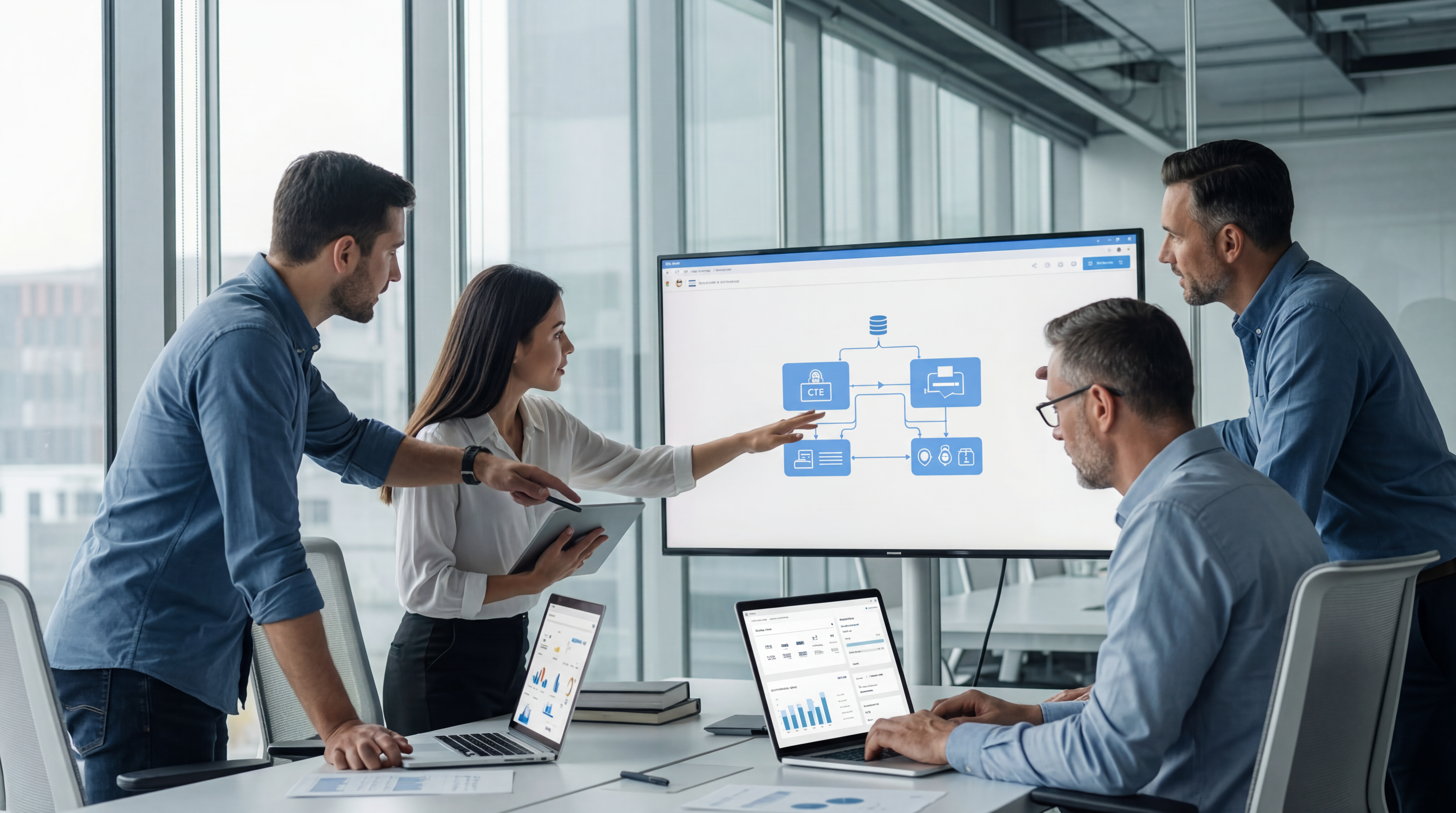 Equipo trabajando en soluciones digitales para negocios